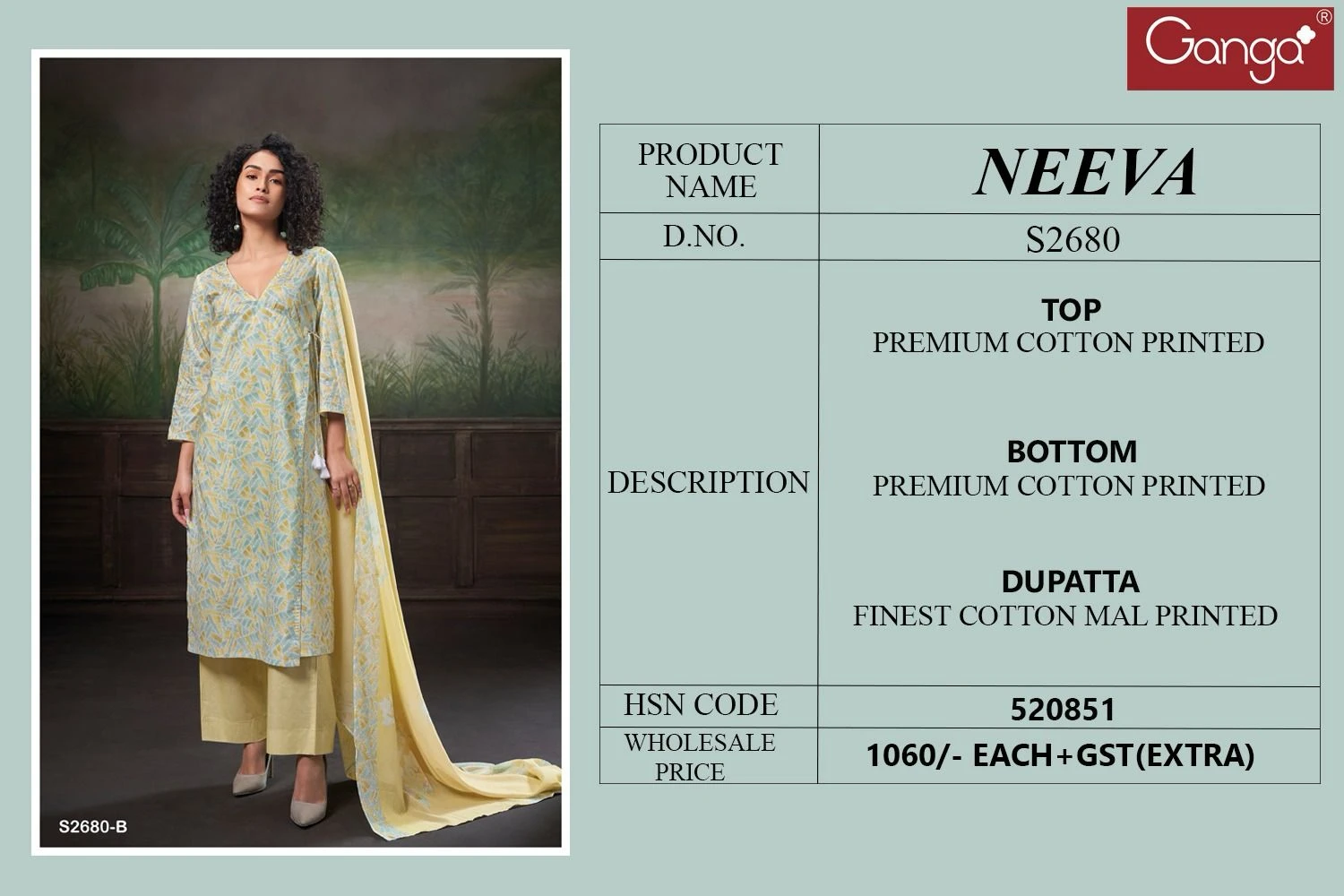 Ganga Neeva 2680 Premium Cotton Printed Wholesale Printed Salwar Suit Catalog — Wholesale Salwar Suits, Ganga wholesale from Surat - Gallery Image 5